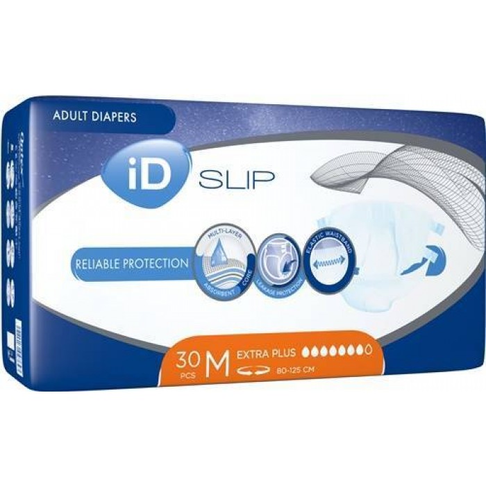 Подгузники для взрослых iD Expert Slip Extra Plus размер M, 30 шт (80-125 см) - 